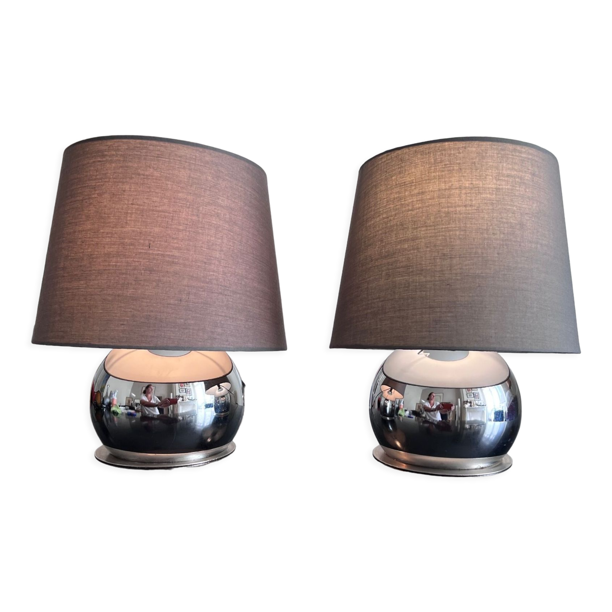 Pair of chrome lamps 1970