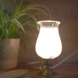 Art deco accent lamp with white opaline bronze base