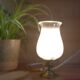 Lampe d'appoint art déco pied bronze opaline blanche