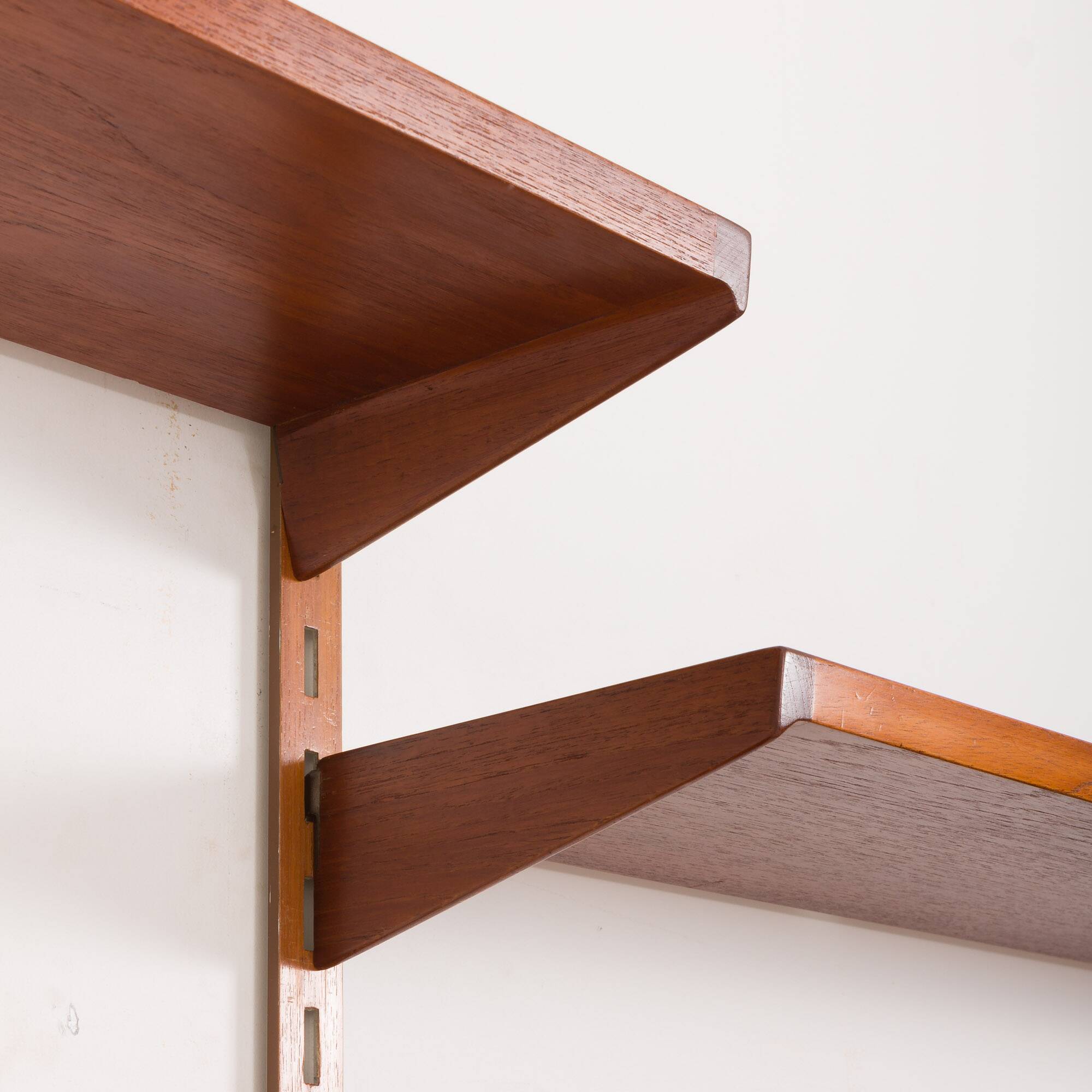 Three-compartment teak wall cabinet by Kai Kristiansen for FM Mobler, Denmark, 1960s