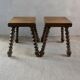 Pair of solid wood stools, carved legs