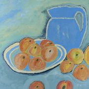 Oil painting: still life with apples, 80s