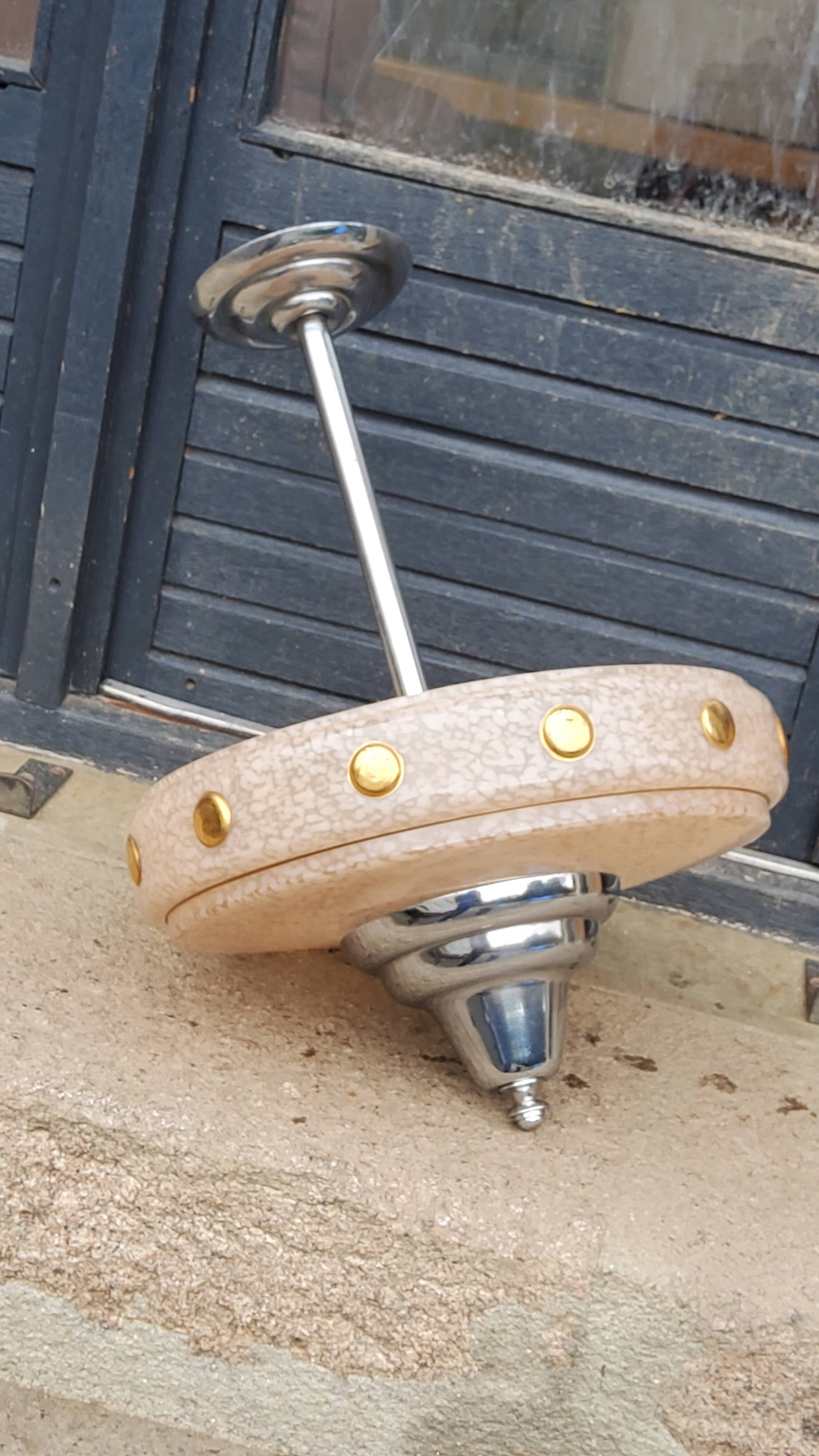 1930s Art Deco chandelier in glass and chromed metal