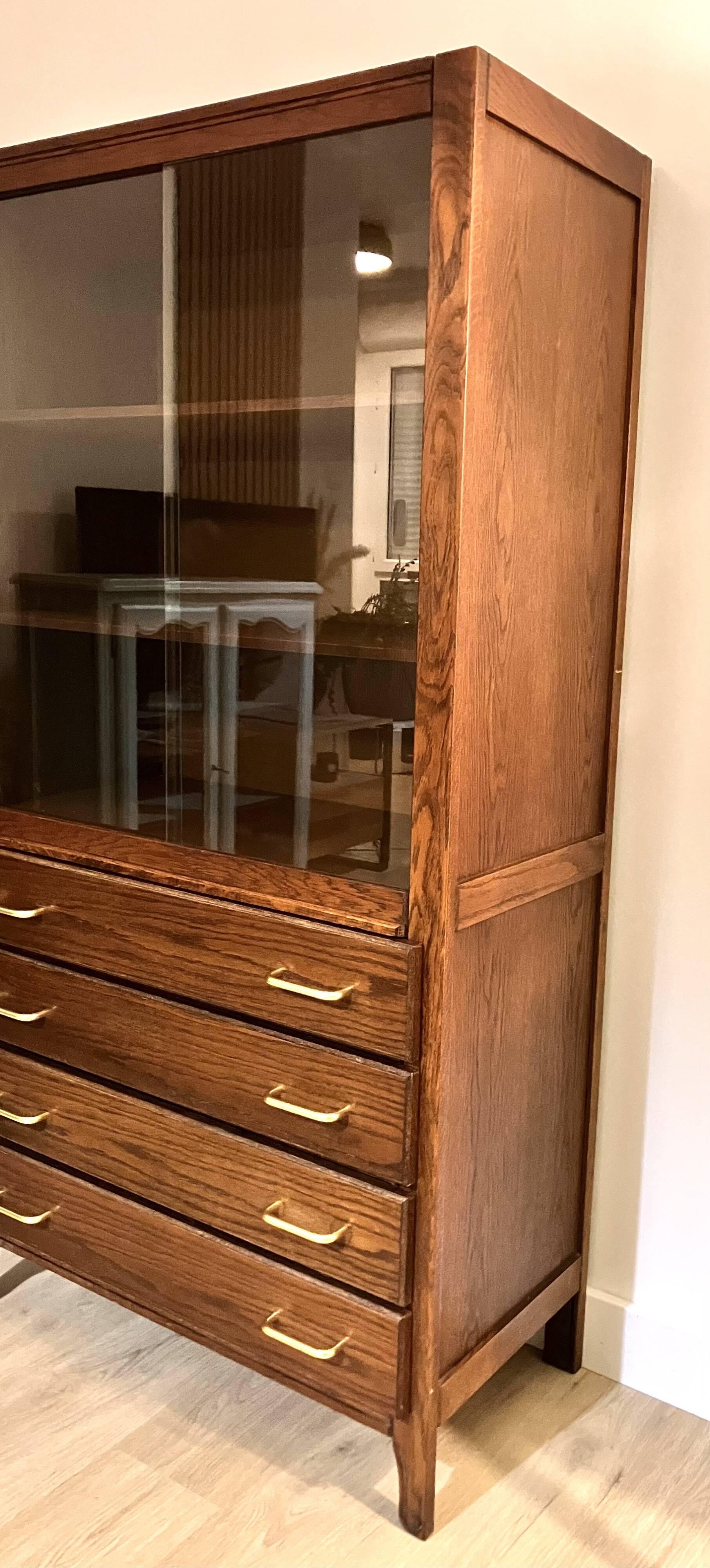 Vitrine commode bois année 70