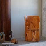 Chaise en souche en bouleau massif par un ébéniste suédois, Wabi Sabi, années 1950