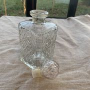 Vintage transparent molded glass whisky decanter