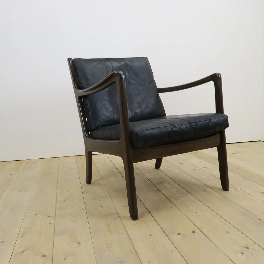 Scandinavian armchair in teak and leather, 1960s