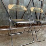 Pair of Yellow Plia Chairs Giancarlo Piretti Castelli Vintage