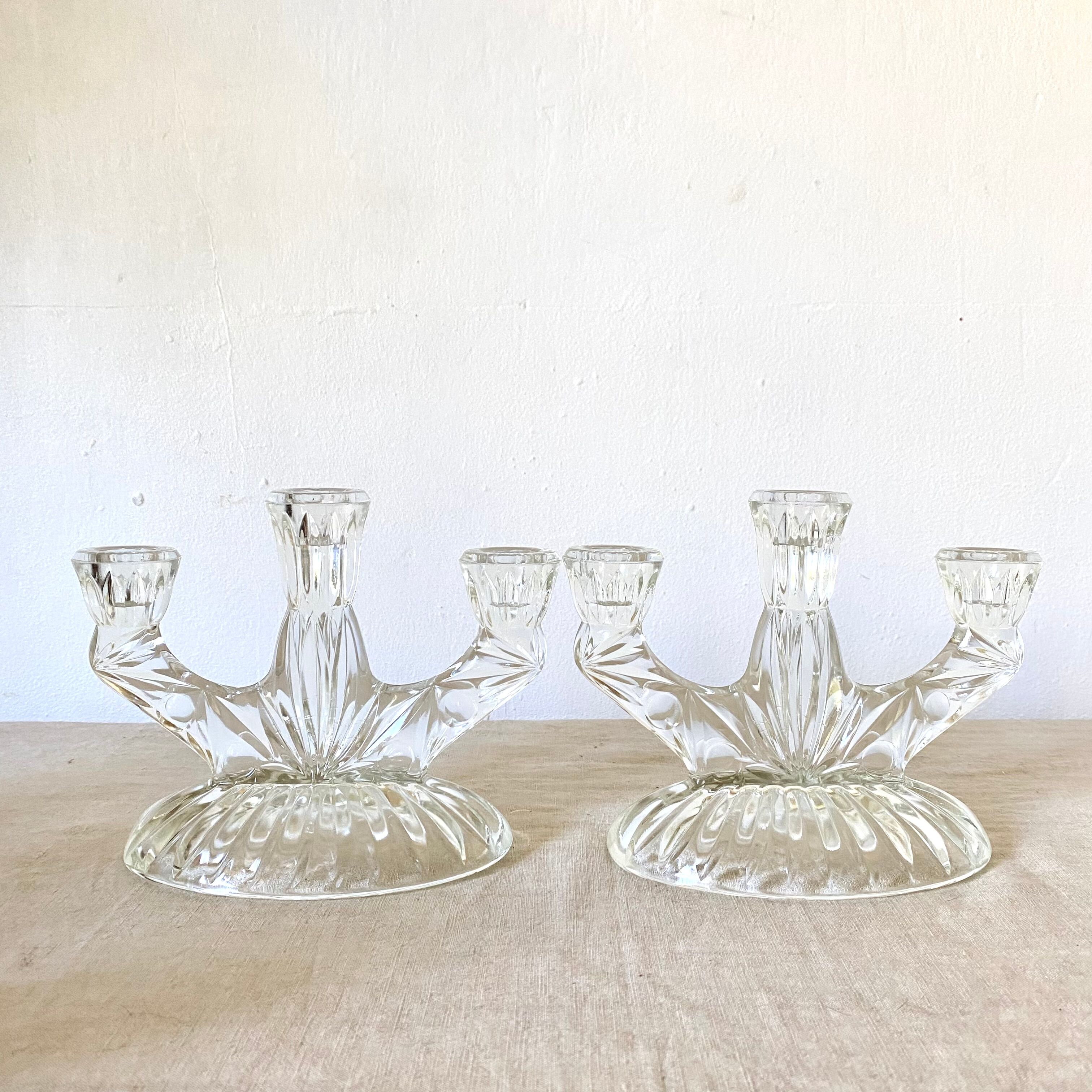 Pair of glass candlesticks
