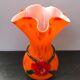 Vase verre multicouche orange col corolle vintage