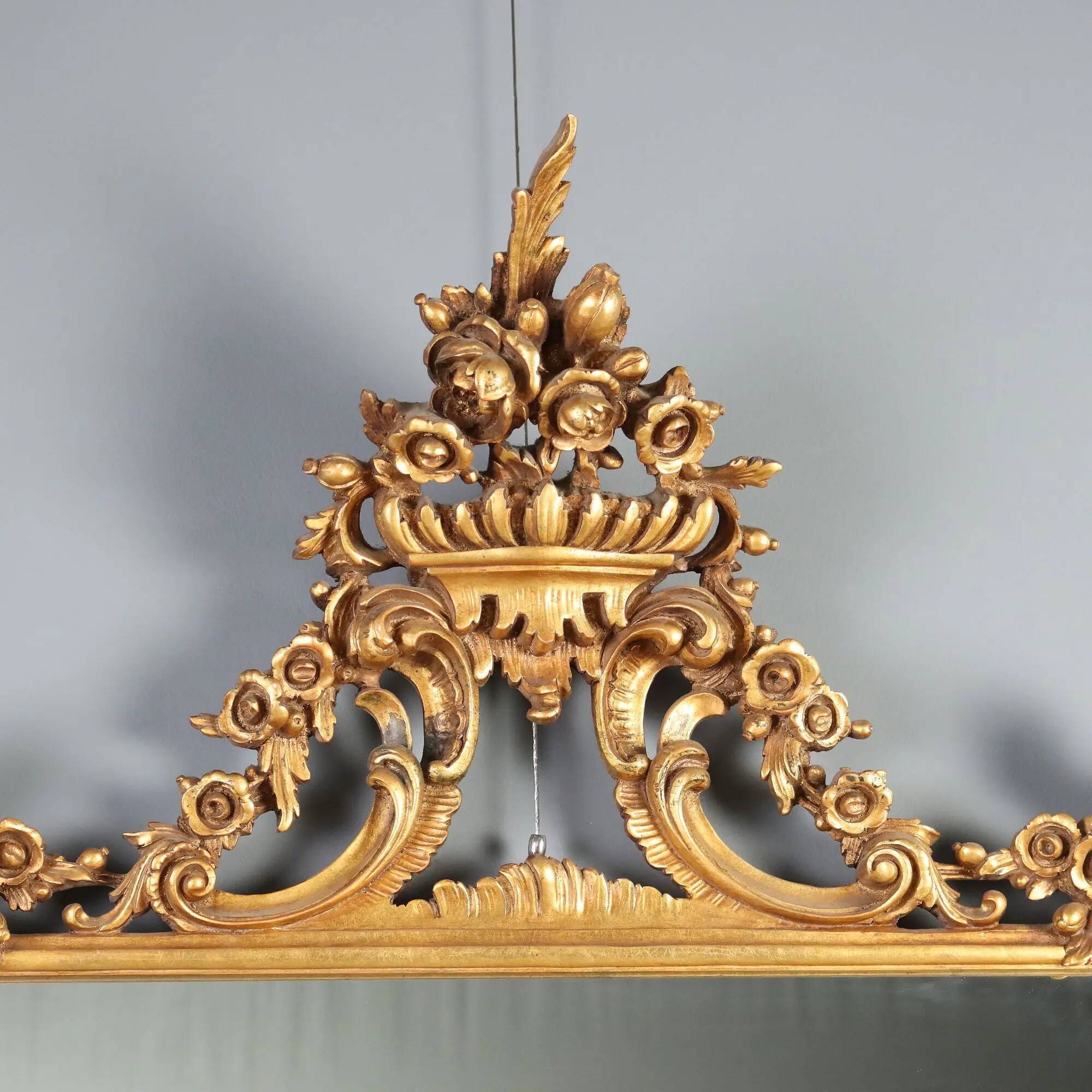 Antique carved and gilded wooden mirror, Italy, 20th century