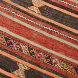 3x10 Red & Black Striped Kilim Runner Rug, 90x309Cm