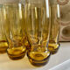 6 amber blown glass water glasses