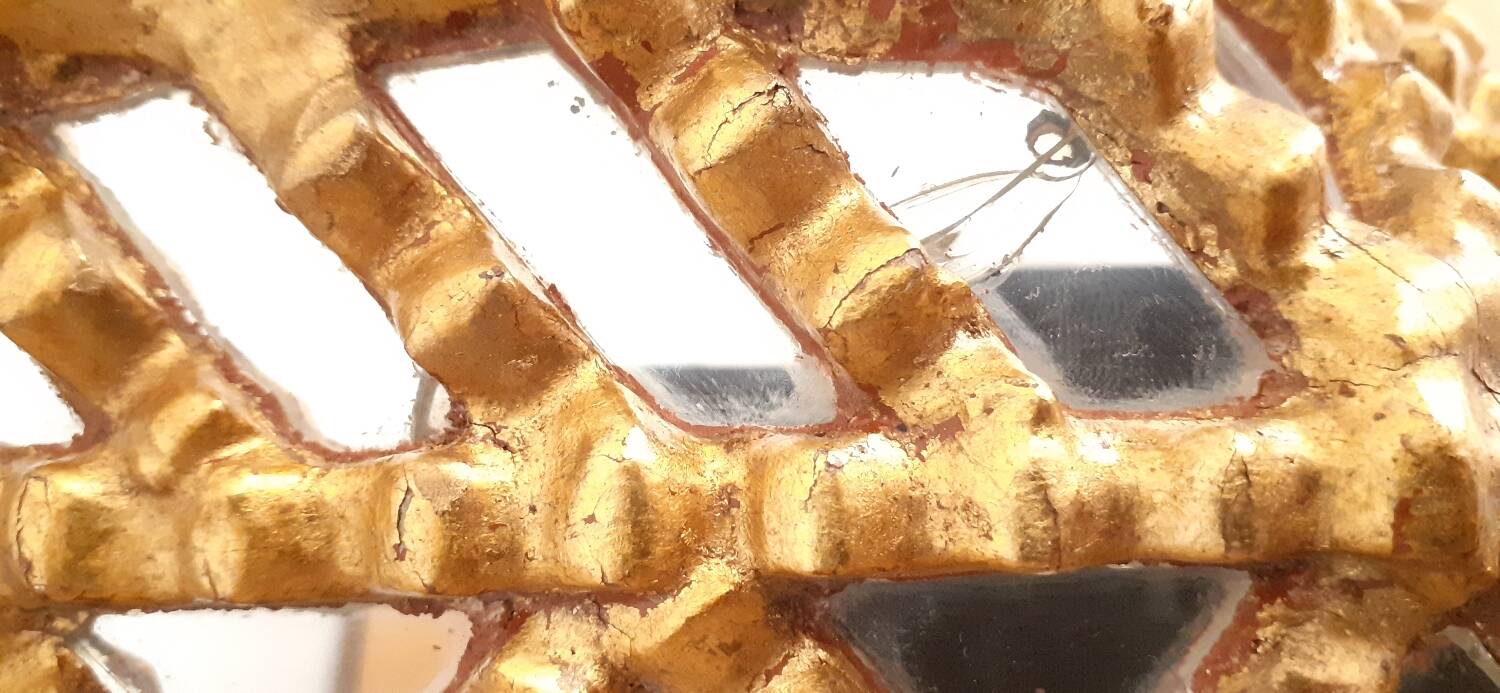 Vintage gilded mirror with glazing beads