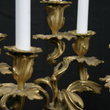 Pair of candelabra of time Napoleon III bronze, Style Louis XV