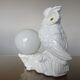 Owl lamp, ceramic owl and opaline ball 70s