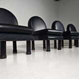 Black leather loungers , 1980.