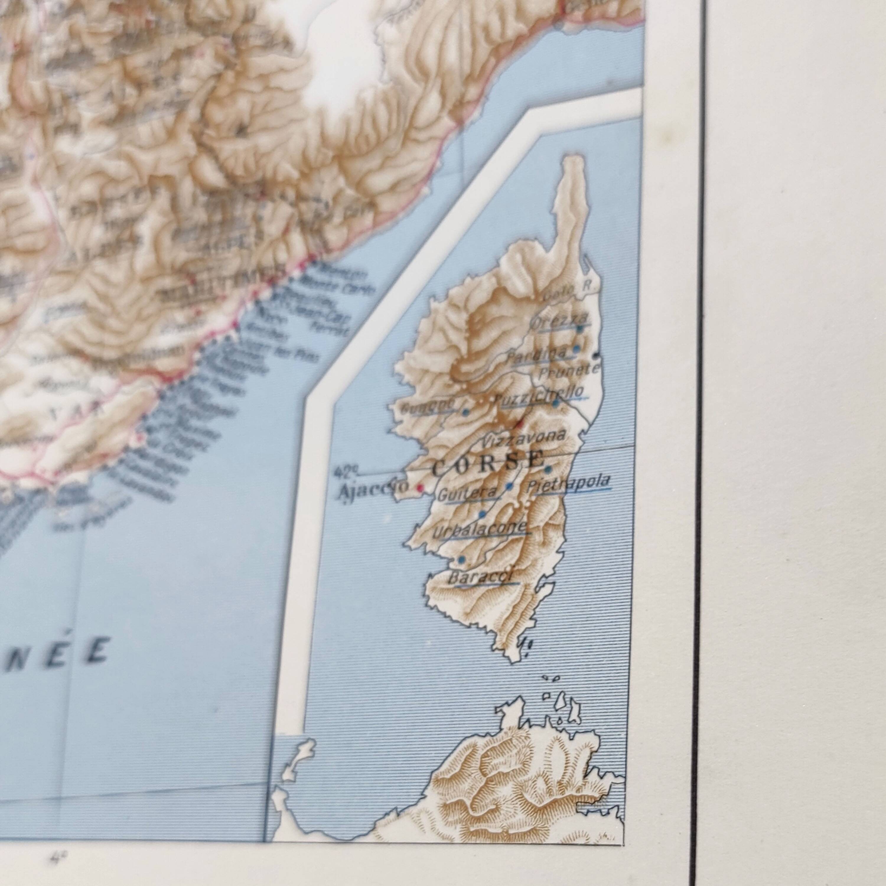 Vintage map of seaside and thermal France from 1950