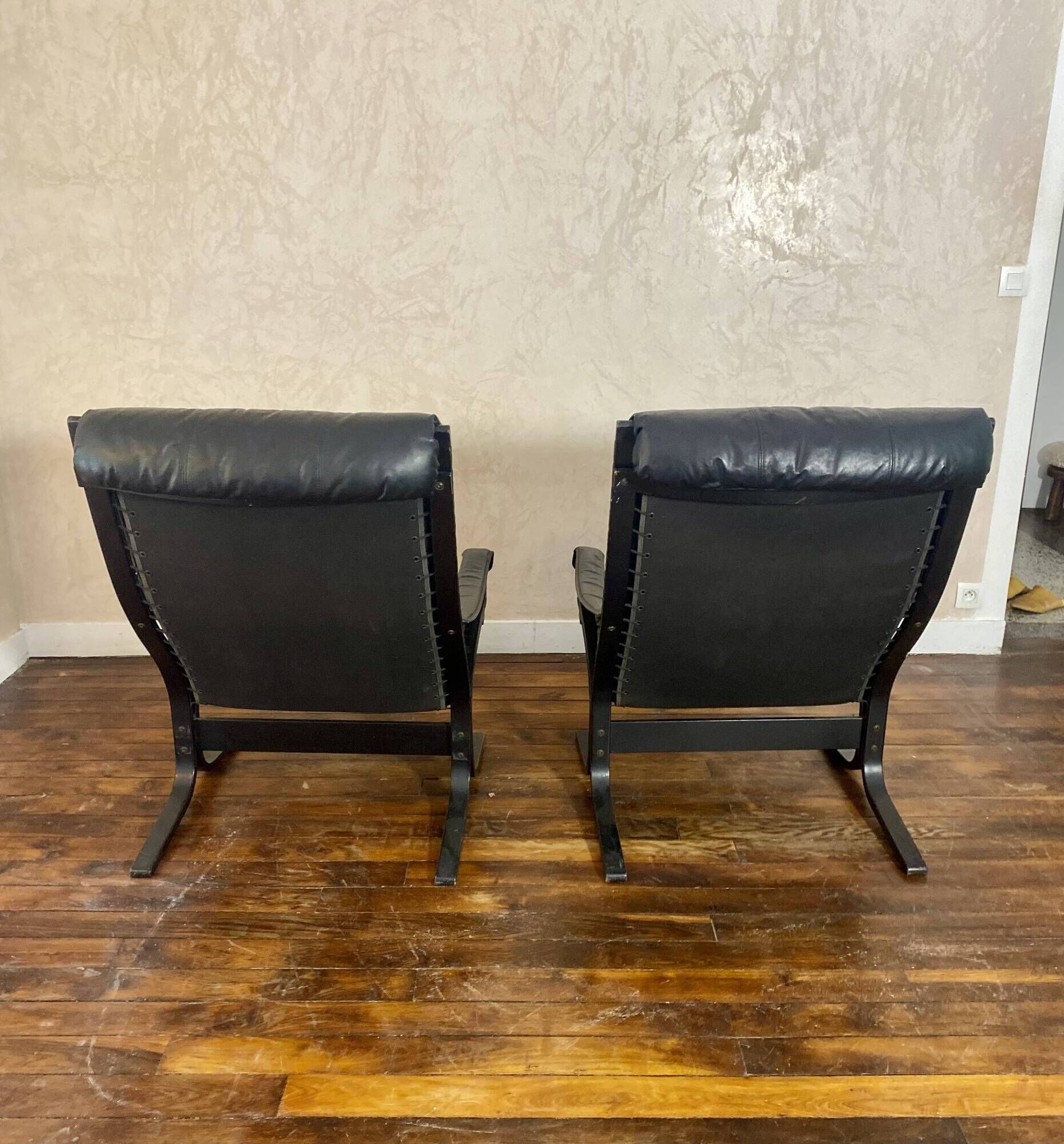 Pair of vintage Westnofa Siesta armchairs by Ingmar Relling 1960.