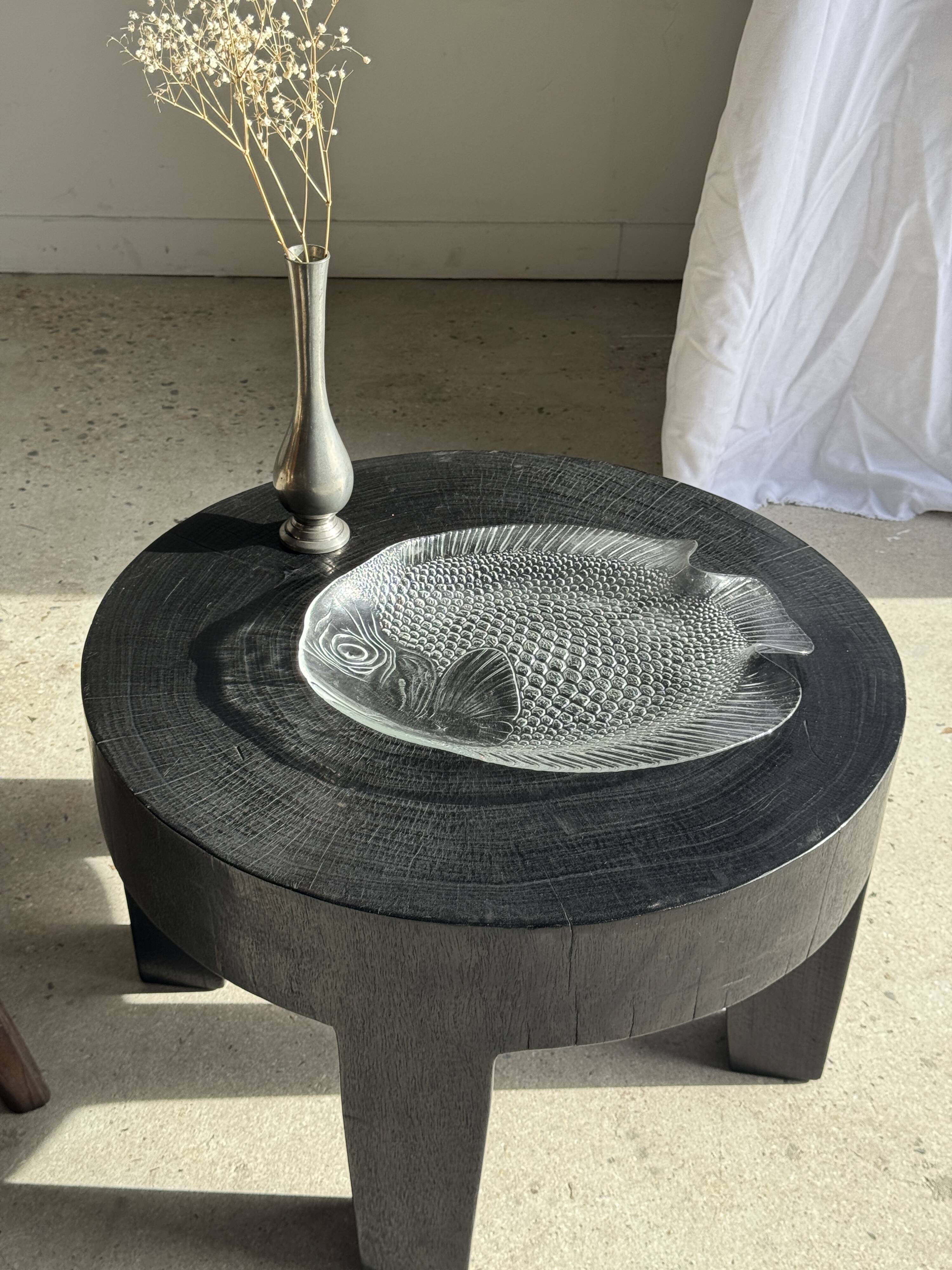 Large fish plate transparent glass Arcoroc vintage L38.5