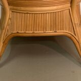 Pencil or split reed rattan arm or club chair, Vivai del Sud, 80s