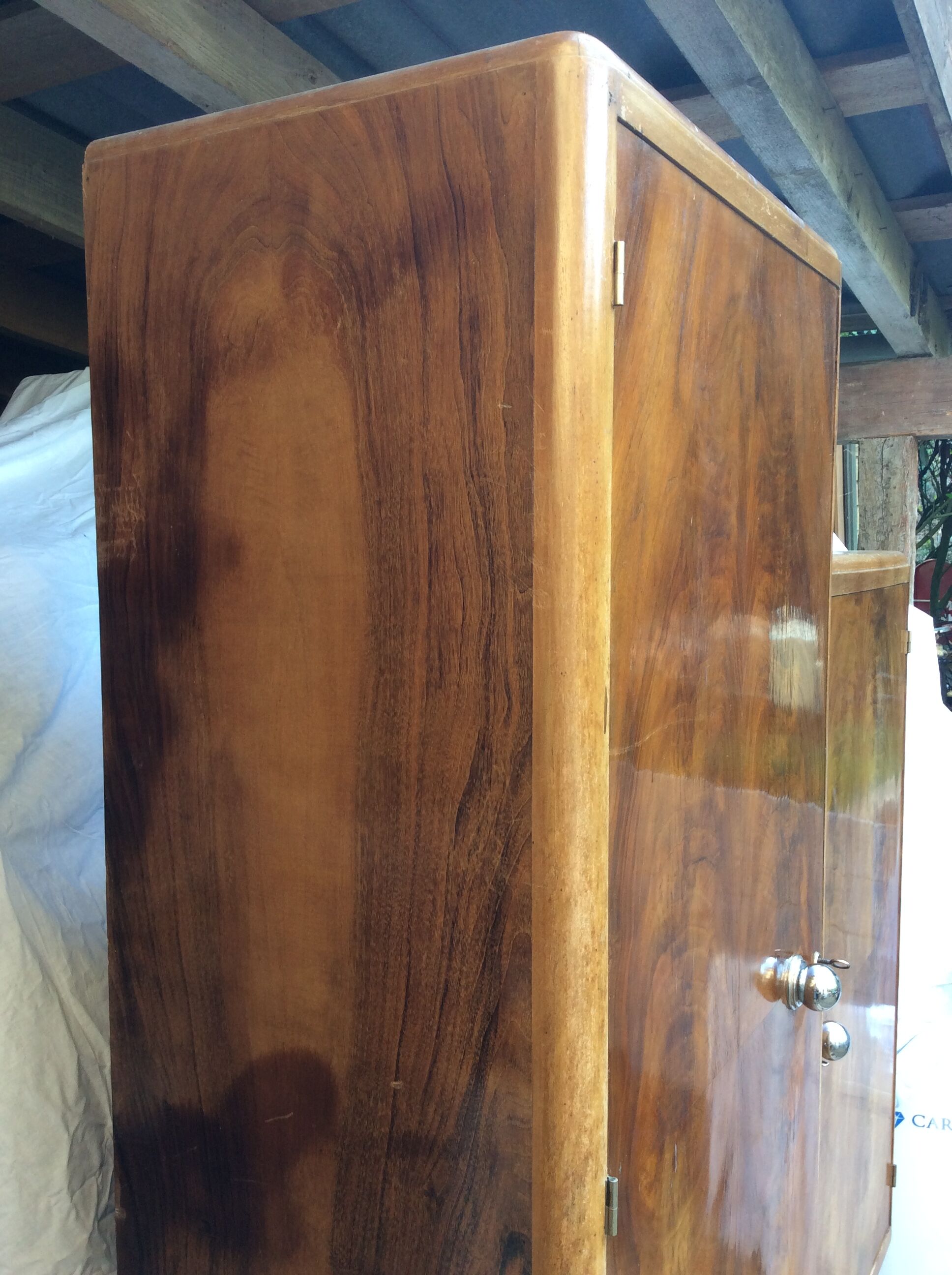 Period ART DECO 1925 Walnut wardrobe and magnifying glass d orme