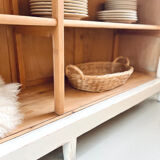 Large antique school wardrobe/bookshelf in solid pine – 1950