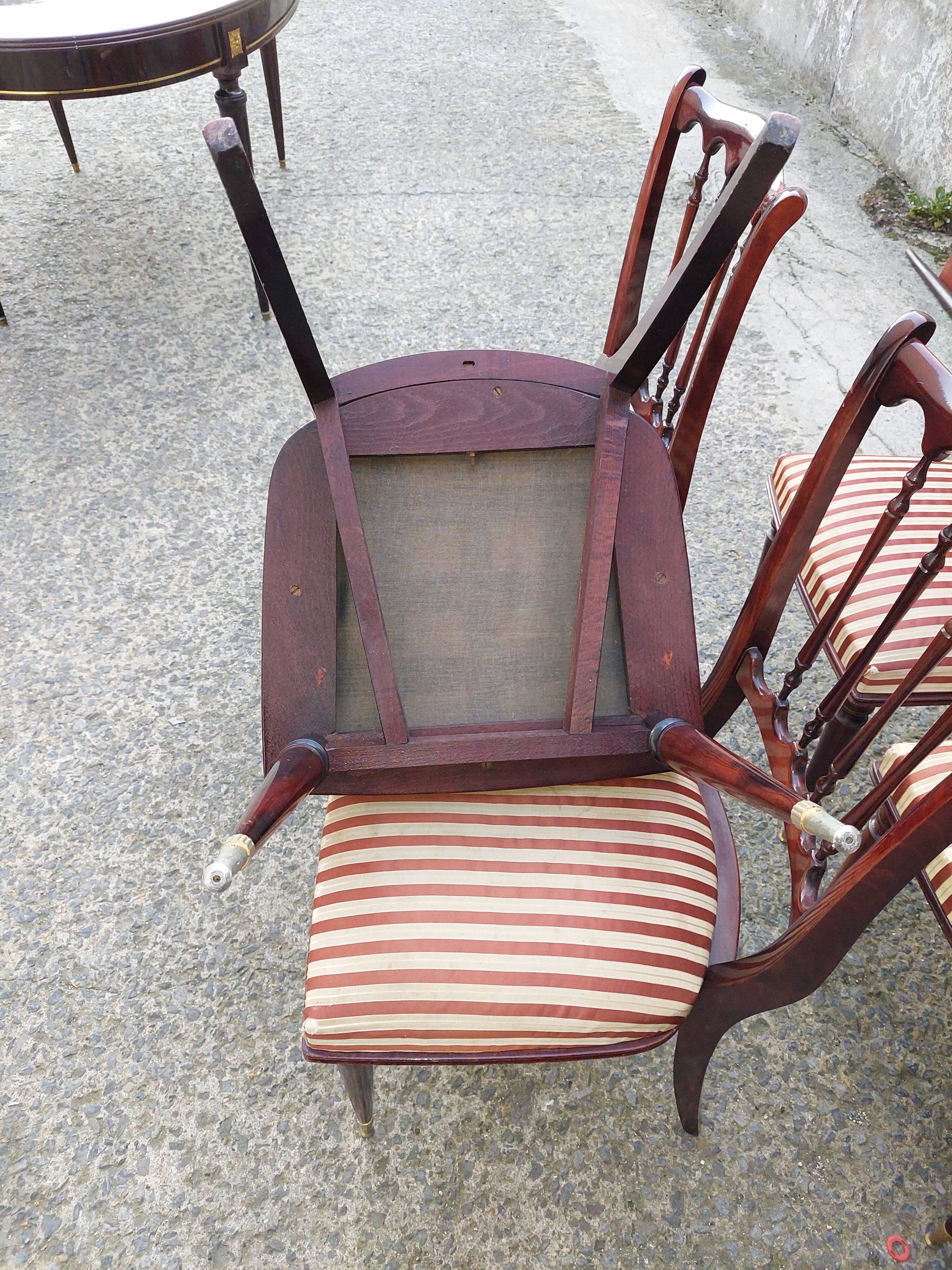 Lot oval table and 6 vintage chairs used