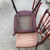 Lot oval table and 6 vintage chairs used