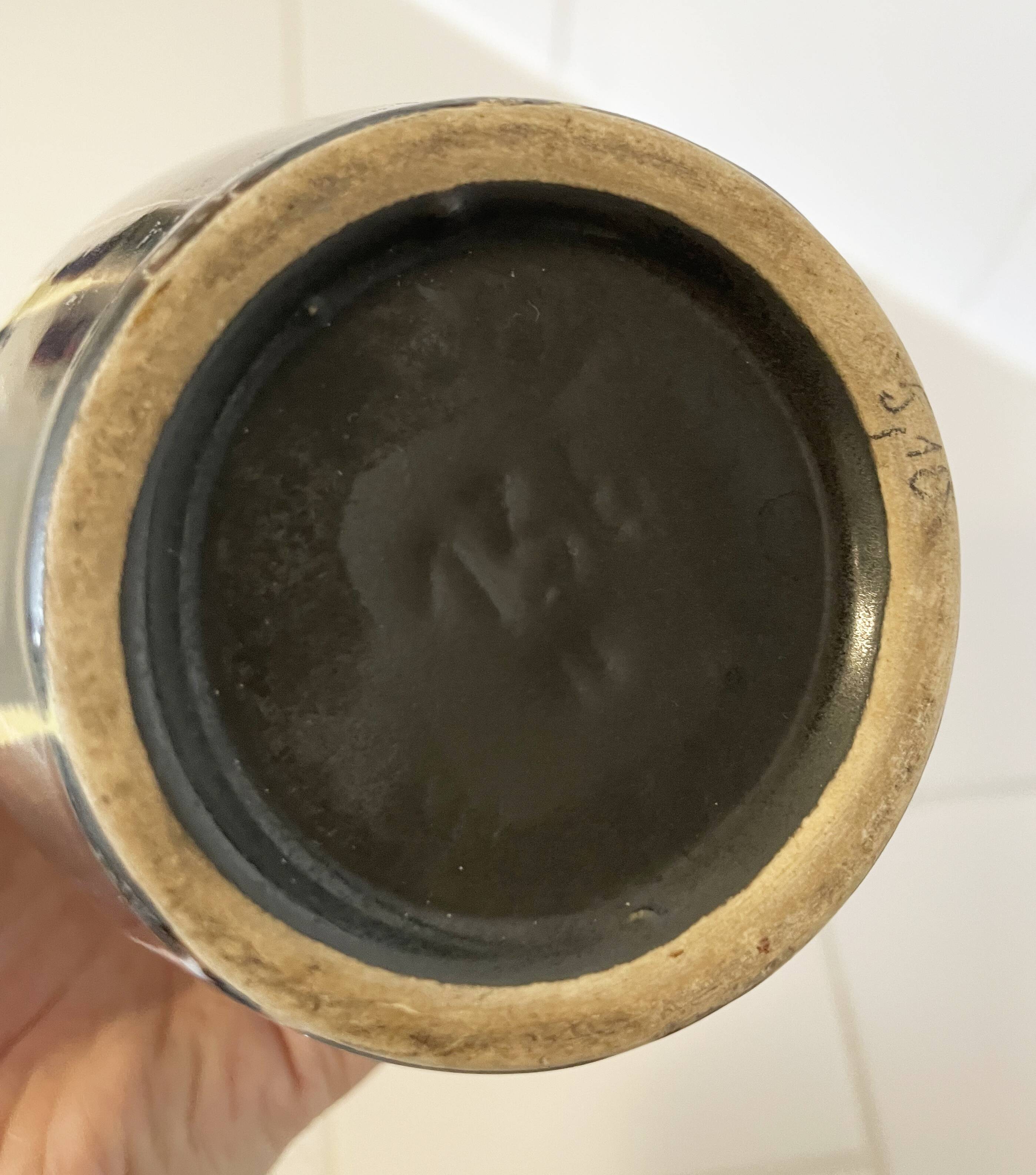 Vase à rayures en géocéramique VEB Georgenthal modèle 136, Allemagne de l'Est (RDA)