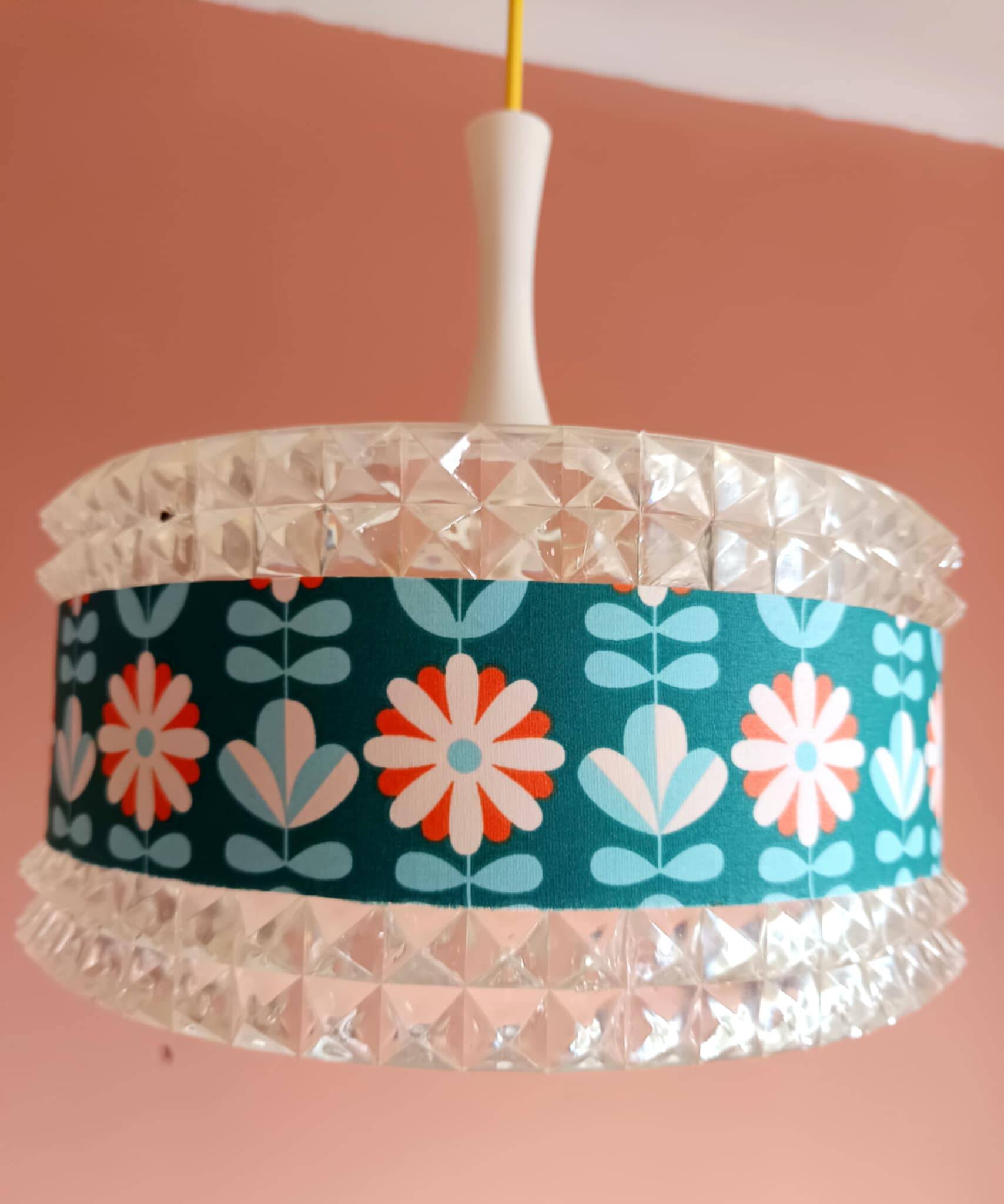 Vintage 1970s plexiglass and flower pendant light