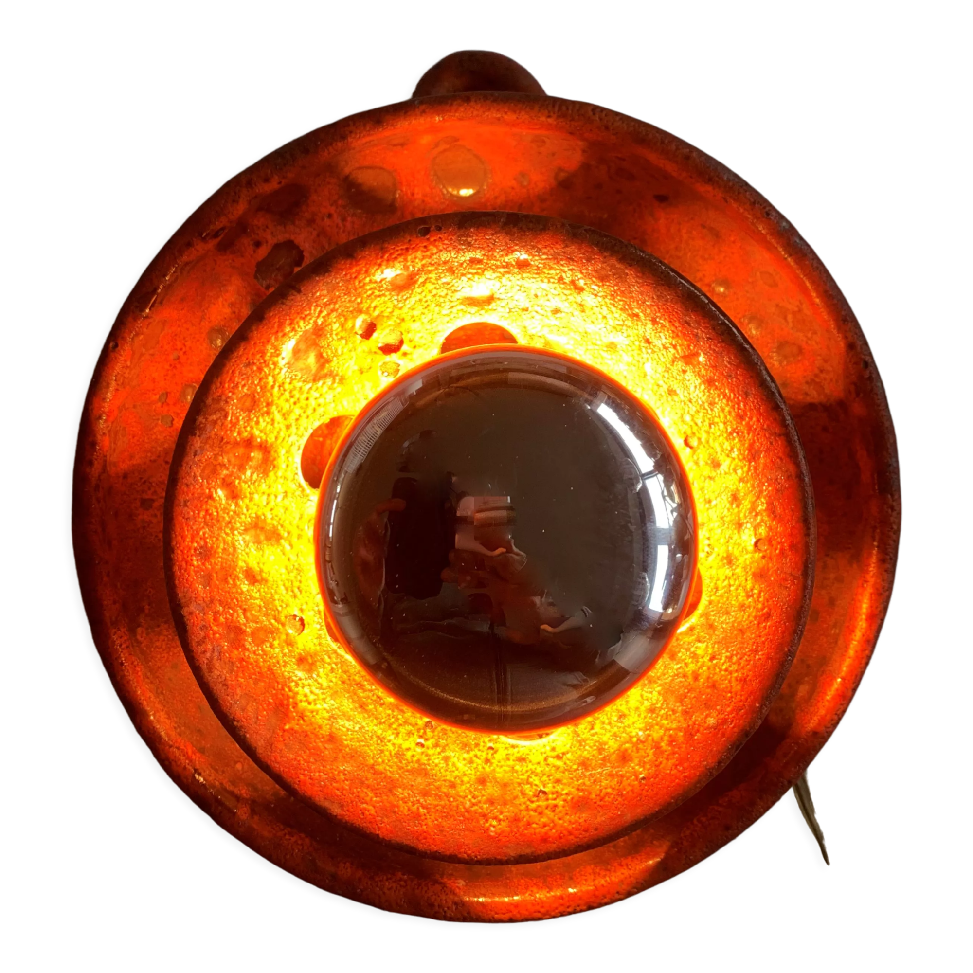 Ambient spot in orange glazed terracotta from the 1960s