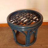 Pair of blue rattan beanbags