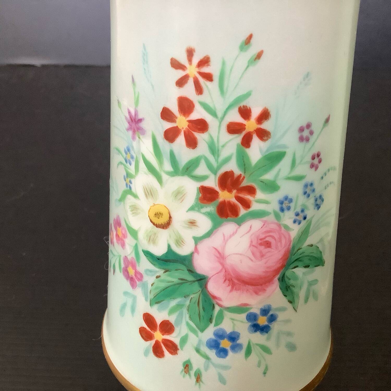 Pair of 19th Century Paris Porcelain Vases with Flower Decor