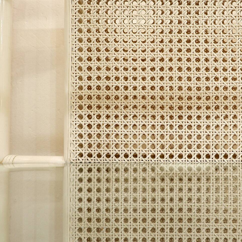 Pair of Lacquered canework shelves, Bamboo and Glass, 1980s - Italy