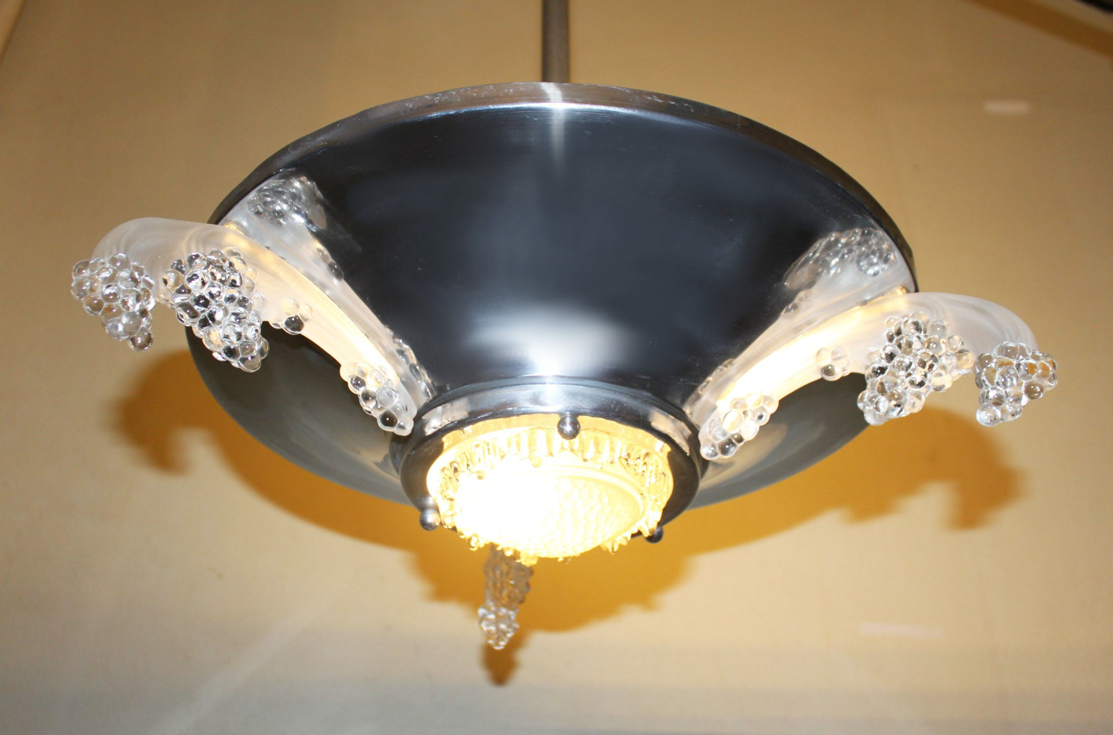 Art Deco pendant lamp by Ezan France, 2 lights 1920