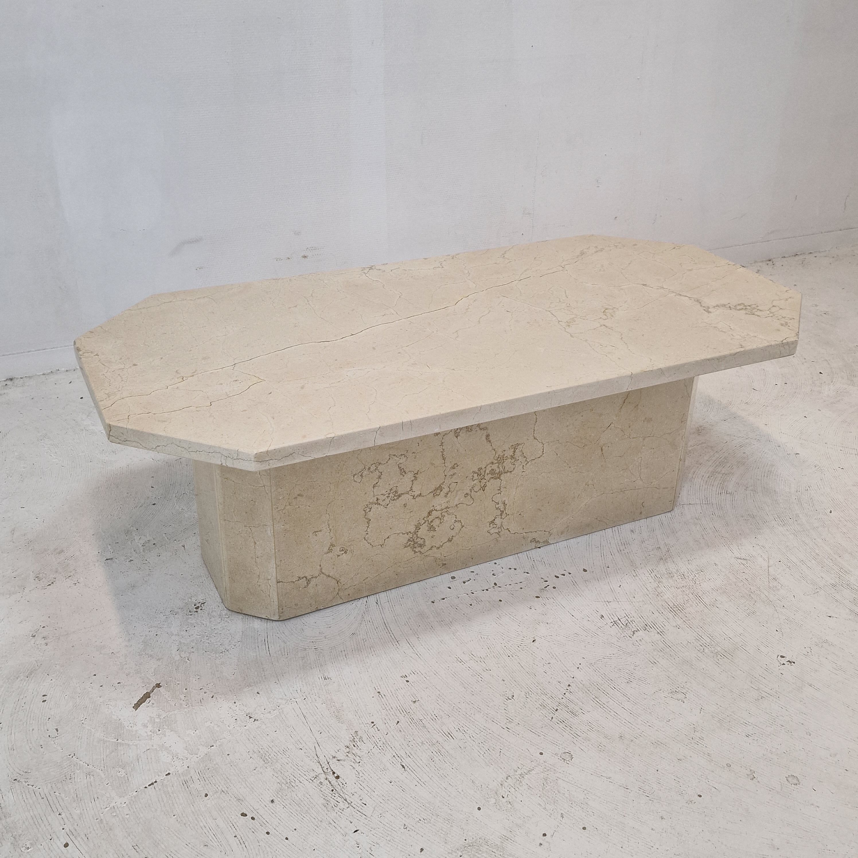 Italian travertine coffee table, 1980s