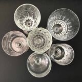 6 assorted crystal wine glasses