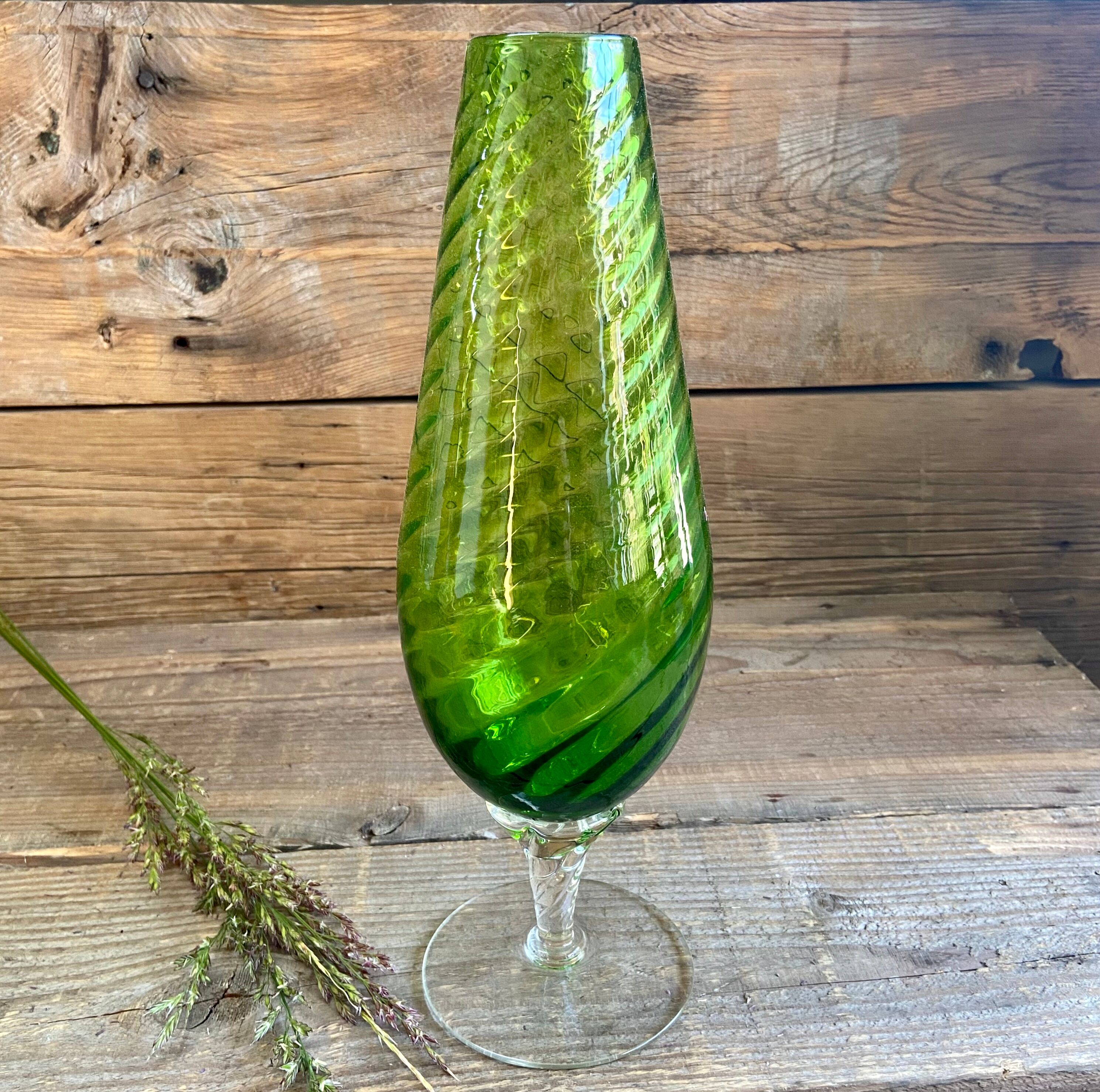 Vase vintage en verre empoli vert