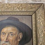 Oil painting on panel, The Mustachioed Man in a Hat, Signed E. Marchal