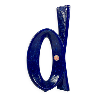 Vase moderniste en céramique émaillée bleue, design Roberto Rigon pour Bertoncello, circa 1970