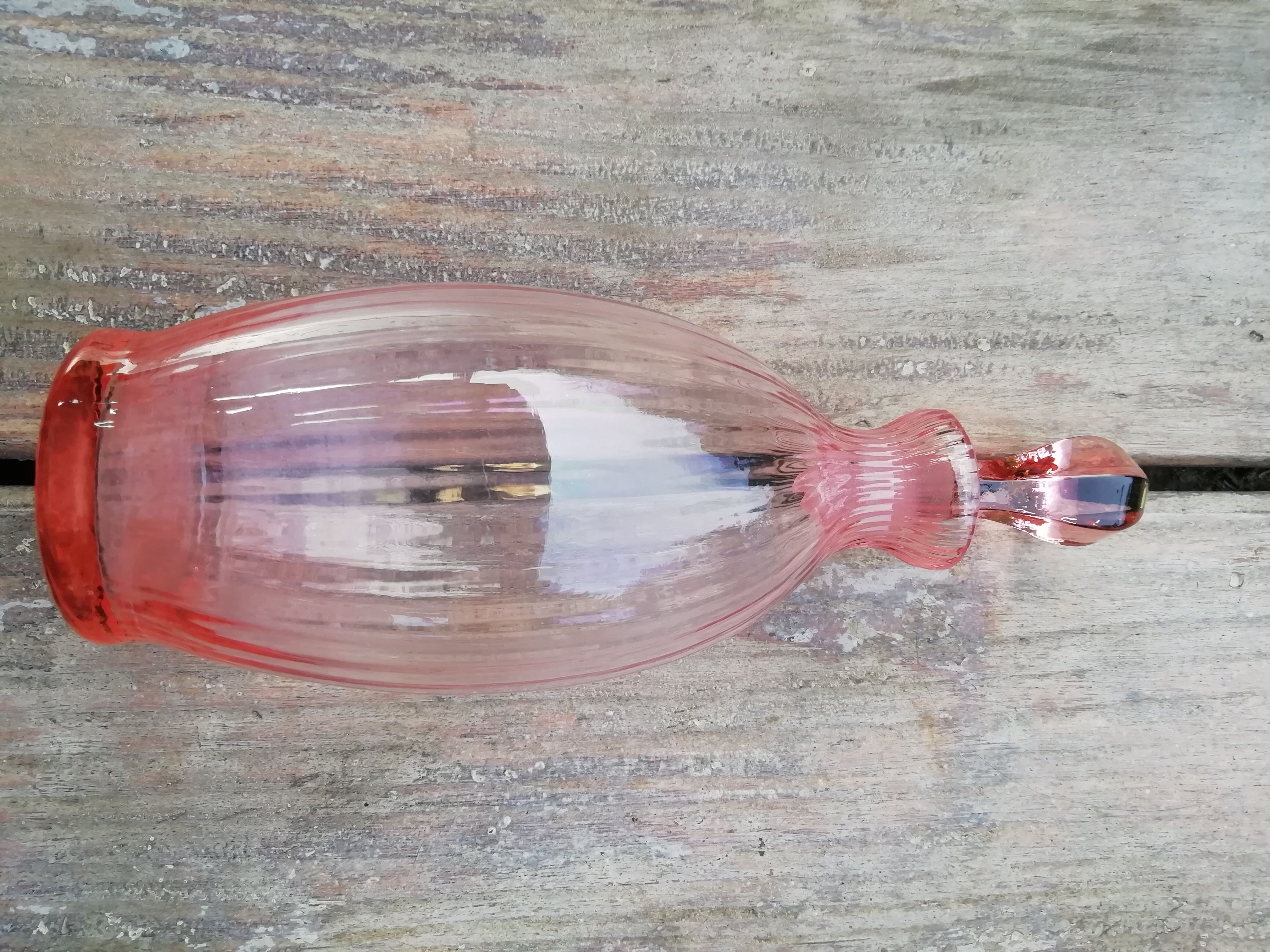 Pink glass liquor decanter
