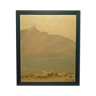 Oil painting on panel Lac du Bourget Tooth of the cat Robert Belgrand