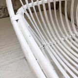 Paire de fauteuils en rotin blancs
