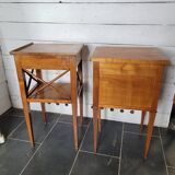 Pair of bedside tables with cherry wood lattices