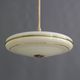 Beige Art Deco Pendant Light with Golden Radial Stripes and Brass Profile, 1930-1940