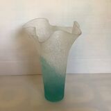 Vase mouchoir pâte de verre bicolore