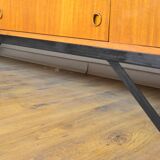 Low Scandinavian teak sideboard Metal