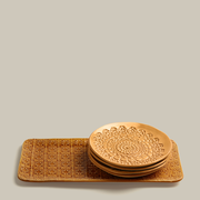 Coffret dessert set de 4 assiettes et 1 plat safran