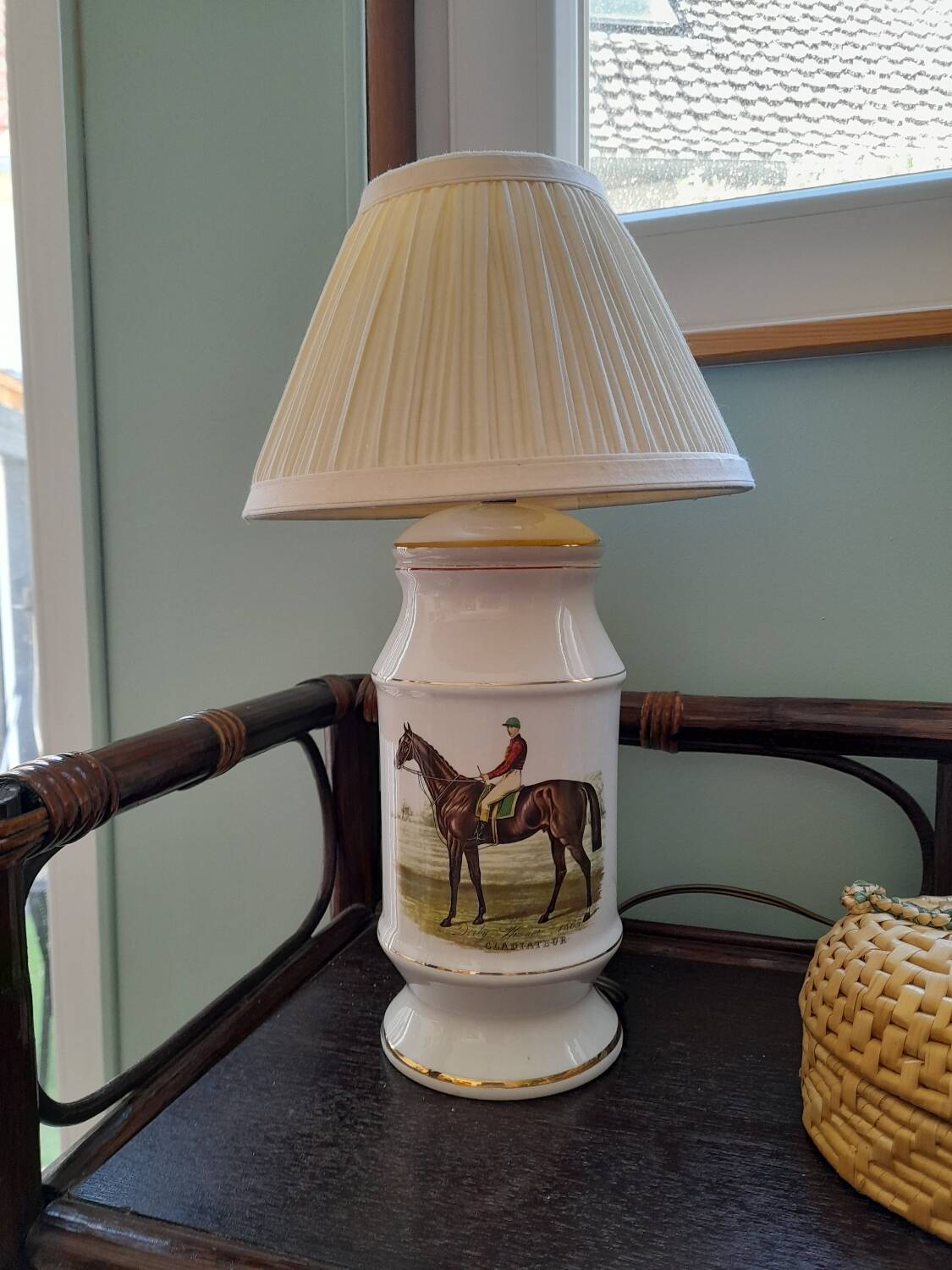 Ceramic horse riding lamp